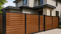 7 Model Pagar Rumah Minimalis Modern Perpaduan Kayu dan Besi, Bikin Fasad Rumah Makin Berkelas (sumber:AI)