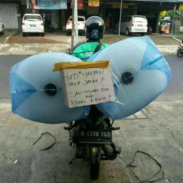 Kumpulan Potret Ojol dapat Konsumen Tanpa Budi Pekerti, Terpaksa Kirim Barang Ekstra Besar (ist)