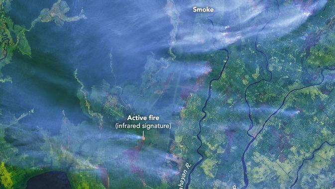 Foto kabut asap di Kalimantan (foto: Nasa)