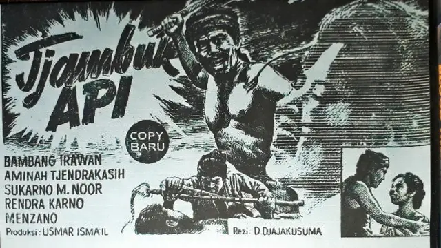 Poster film Tjambuk Api dibintangi Aminah Cendrakasih. (Foto: Dok. Koleksi Pribadi Daniel Irawan)