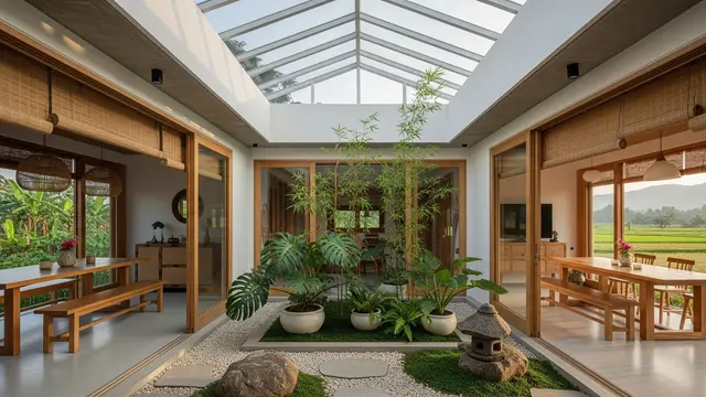 Model Rumah Sederhana Tapi Mewah Gaya Japandi dengan Taman Mini/ Ilustrasi AI
