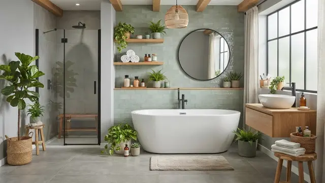 Abu-Abu dan Hijau Sage untuk Kamar Mandi ala Spa
