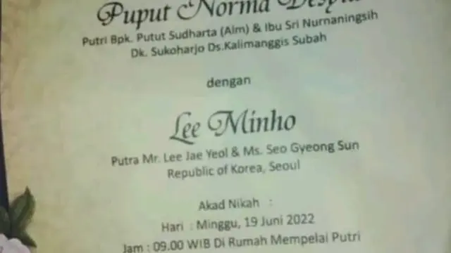 Pernikahan Lee Minho dengan Puput