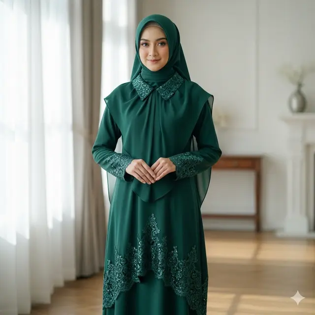 Model Gamis Syari Simple tapi Mewah yang Lagi Jadi Incaran Muslimah (Image by ChatGPT)