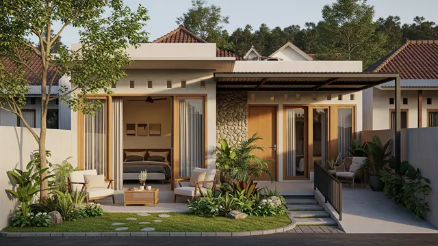 Gambar Rumah Minimalis Low Budget Cocok untuk Pensiun di Kampung/Gemini AI