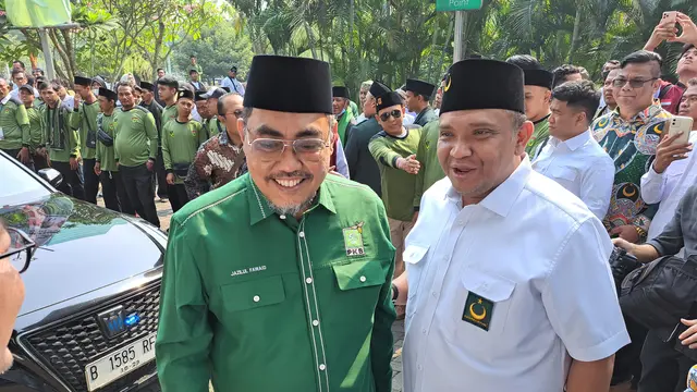 Sekretaris Jenderal PBB, Afriansyah Noor Bersama Sekjen PKB Jazilul Fawaid usai menghadiri Milad ke-25 PKB di ICE BSD.