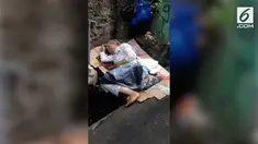 Lansia berusia 74 tahun ditemukan Petugas Dinas Sosial Jakarta Barat sedang tertidur di atas saluran got.
