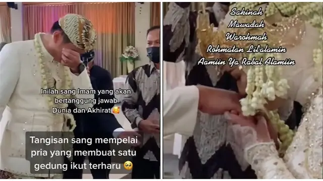 Tunjukkan Cinta Tulus, Mempelai Pria Ini Menangis Bertemu Sang Istri Usai Ijab Kabul