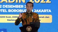 Presiden Jokowi dalam Rapimnas Kadin, Jumat (2/12/2022). Dia menegaskan, Indonesia harus tetap optimis pertumbuhan ekonominya bisa terus tumbuh positif, di tengah ekonomi global yang diprediksi 2023 akan bergejolak.