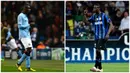 Foto kolase saat Mario Balotelli (kiri) membela Manchester City dalam pertandingan Liga Champions pada 6 November 2012 dan Balotelli (kanan) saat membela Inter Milan dalam pertandingan leg pertama semifinal Liga Champions pada 20 April 2010. (AFP/Andrew Yates, Filippo Monteforte)