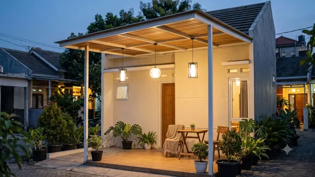 Inspirasi Pergola dengan Lampu Gantung