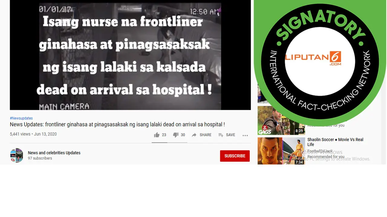 Video suster diperkosa dan dibunuh hoaks