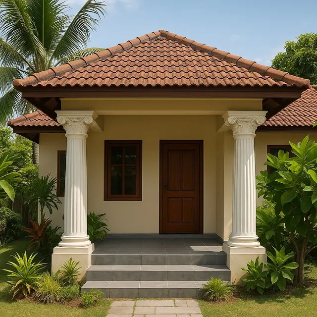 Inspirasi Rumah Sederhana dengan Pilar Klasik/AI