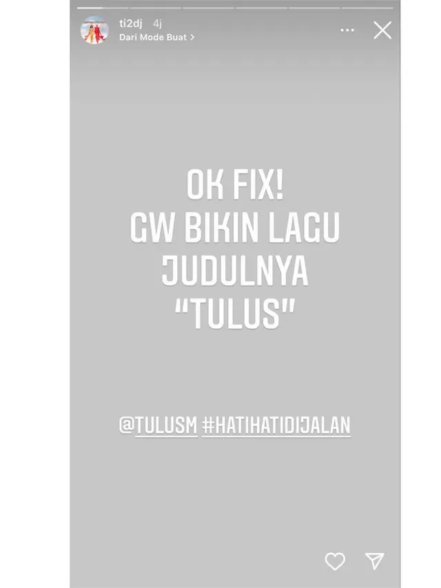 Unggahan Titi DJ. (Foto: Dok. Instagram @ti2dj)