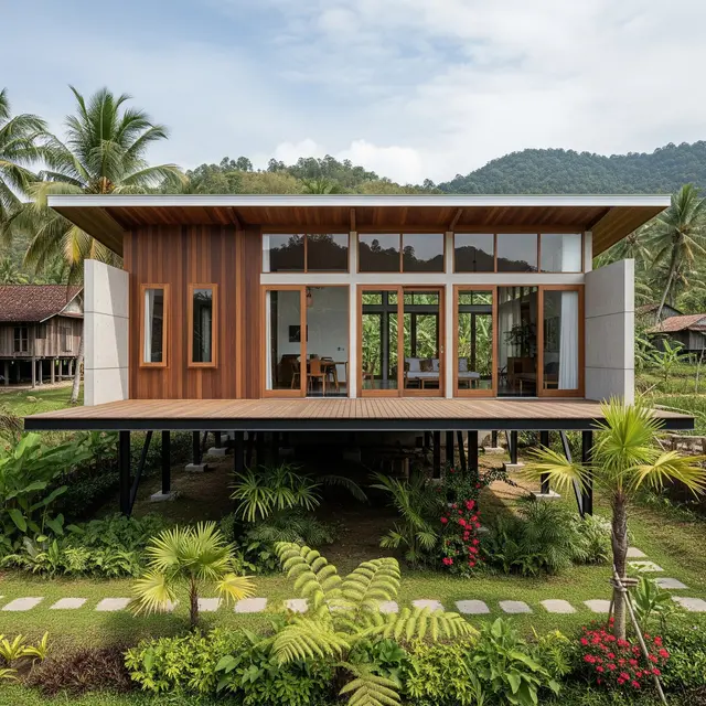 Desain Rumah 1 Lantai Tanpa Sekat di Desa