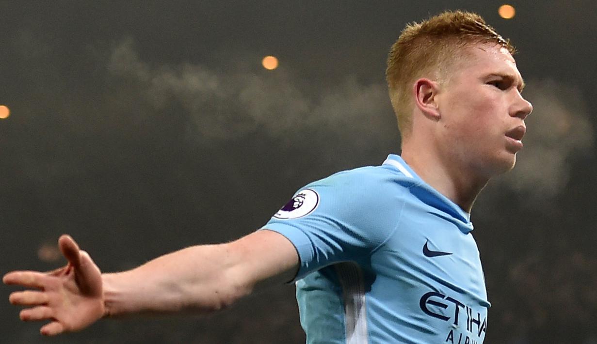 5. Kevin De Bruyne (Belgia) - Mencetak 10 gol pada semua ajang bersama Manchester City. (AFP/Paul Ellis)