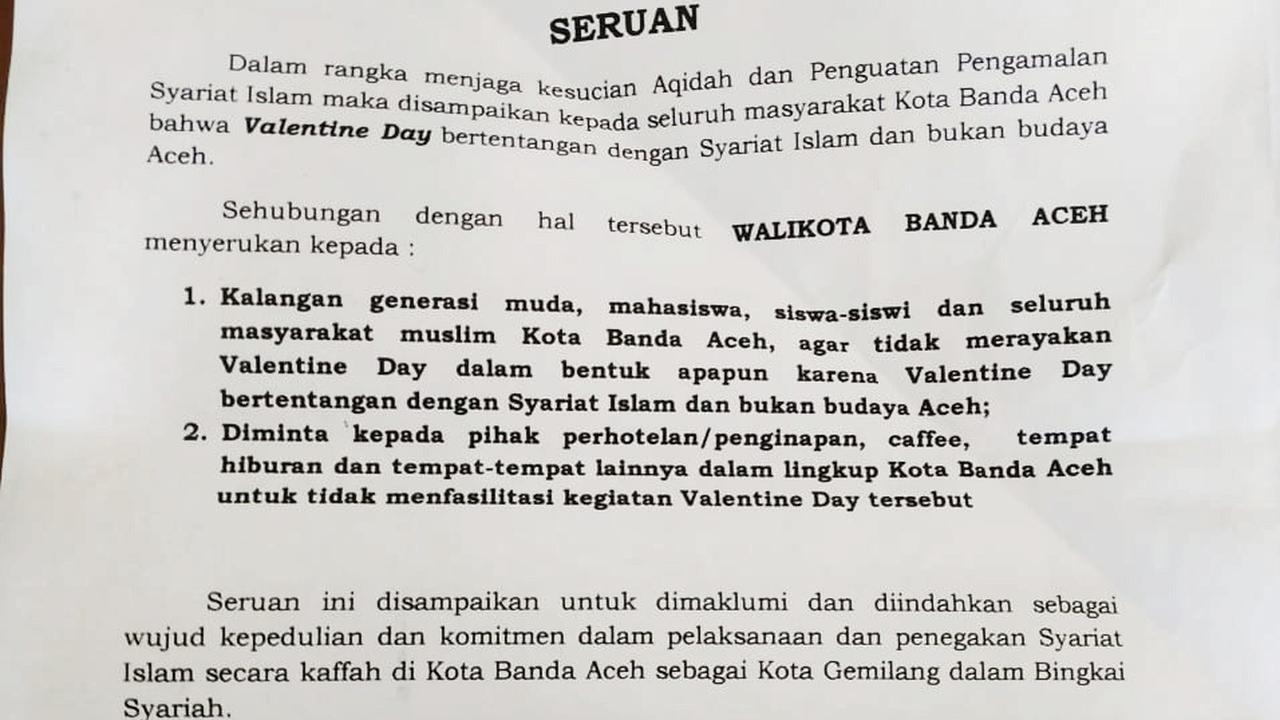 Aceh Larang Valentine's Day
