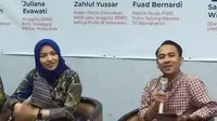 Peneliti Pusat Studi Anti Korupsi dan Demokrasi (PUSAD) Universitas Muhammadiyah (UM) Surabaya Radius Setiayan merilis hasil survei terkait politik dinasti di Jatim. (Dian Kurniawan/Liputan6.com)