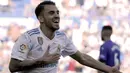 Gelandang Real Madrid, Daniel Ceballos mencatatkan namanya pada daftar top scorer tim dengan torehan dua gol hingga pekan ke-11 La Liga Santander 2017-2018. (AFP/Ander Gillenea)