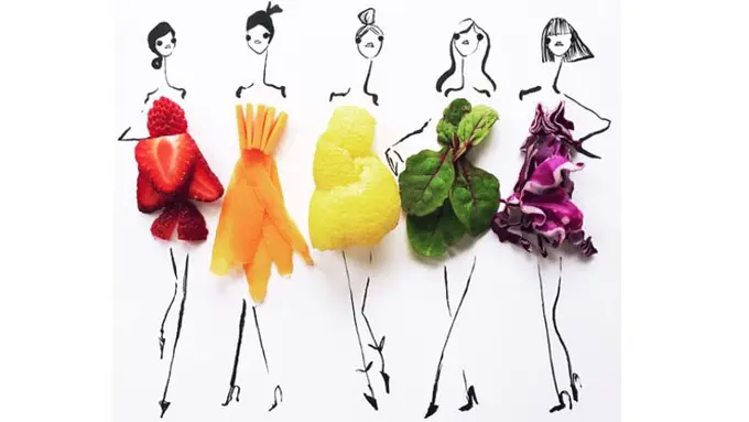 LUCU! 13 Sketsa Gaun Menggunakan Makanan