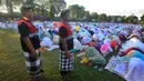 Para pecalang dilibatkan dalam pengamanan, mulai dari bulan Ramadhan hingga Lebaran. (merdeka.com/Arie Basuki)