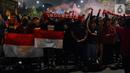 Penyambutan ketibaan pemain timnas Indonesia U-22 dilaksanakan di sepanjang jalan Asia-Afrika, Senayan, Jakarta, Kamis (18/5/2023). (Liputan6.com/Herman Zakharia)