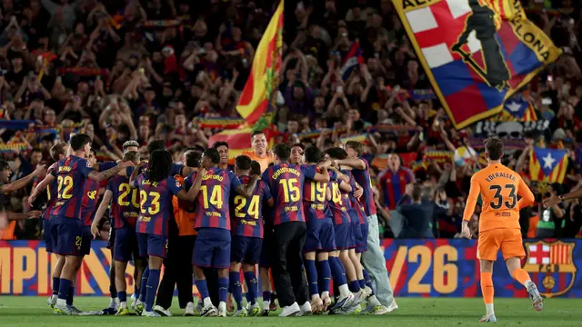 Foto: Momen Suka Cita Para Pemain Barcelona setelah Kunci Gelar Juara Liga Spanyol dan Tumbangkan Real Madrid di Laga El Clasico