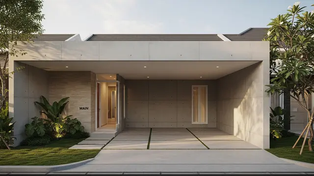 Model Rumah Coran dengan Jalur Masuk Samping