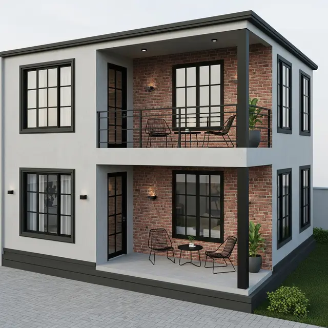 Desain Rumah Tipe 45 Dua Lantai Balkon Terbuka