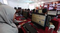 Nantinya, setelah rekapituliasi perhitungan suara nasional selesai dilaksanakan, KPU RI akan mengumumkan perolehan hasil hitung suara di seluruh daerah di Indonesia. (Liputan6.com/Angga Yuniar)