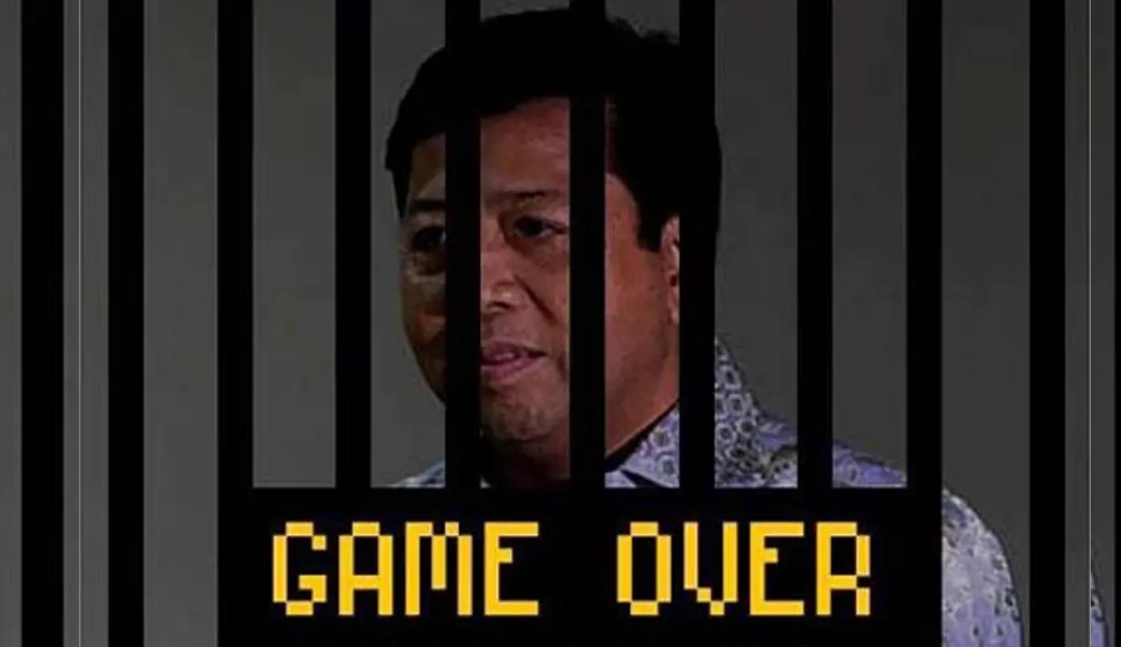 Sidang etik MKD menghasilkan pengunduran diri Setya Novanto sebagai Ketua DPR. Medsos diramaikan oleh meme tentang Setnov berikut ini salah satunya. Game Over (Twitter.com)