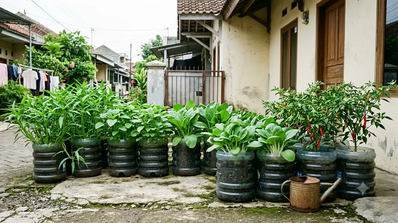 Tanaman Sayur yang Paling Cepat Panen di Galon Bekas. (AI Generated)