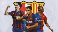 Barcelona - Zlatan Ibrahimovic, Luis Suarez, Samuel Eto'o (Bola.com/Adreanus Titus)