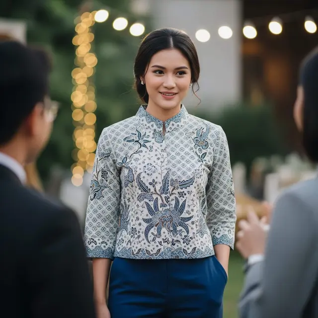 Outer Batik Wanita Pendek Motif Etnik untuk Gaya Santai Formal