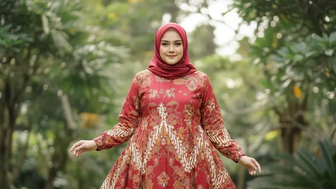 Gamis Batik A-Line untuk Perempuan Bertubuh Gemuk