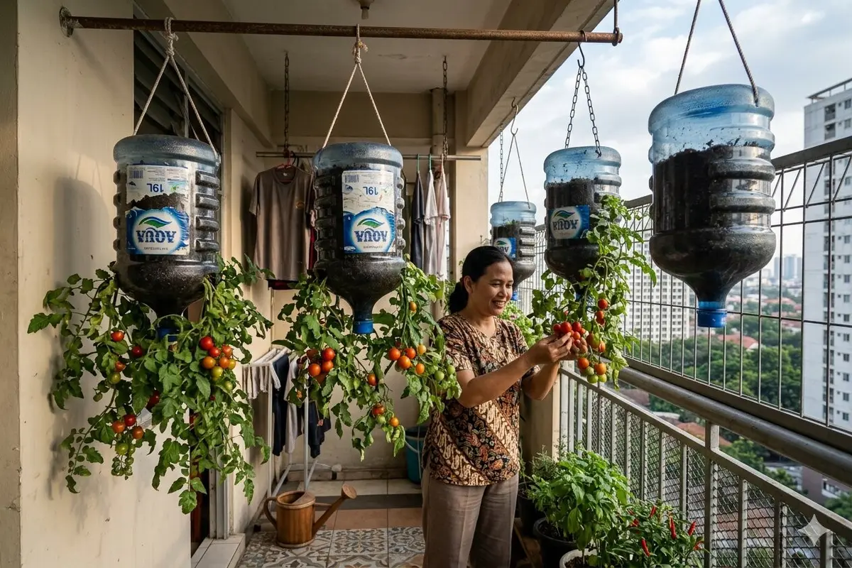 Ide Kebun Tomat Ceri Gantung untuk Lahan Sempit