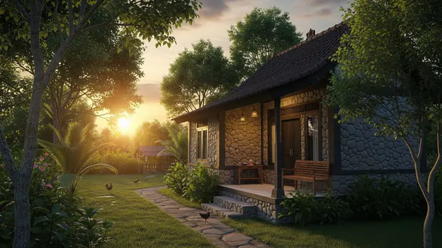 Gambar Rumah Minimalis Low Budget Cocok untuk Pensiun di Kampung/Gemini AI
