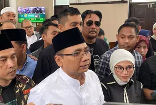 Mantan Menteri Agama Yaqut Cholil Qoumas di sidang praperadilan. (Liputan6.com/Ady Anugrahadi)