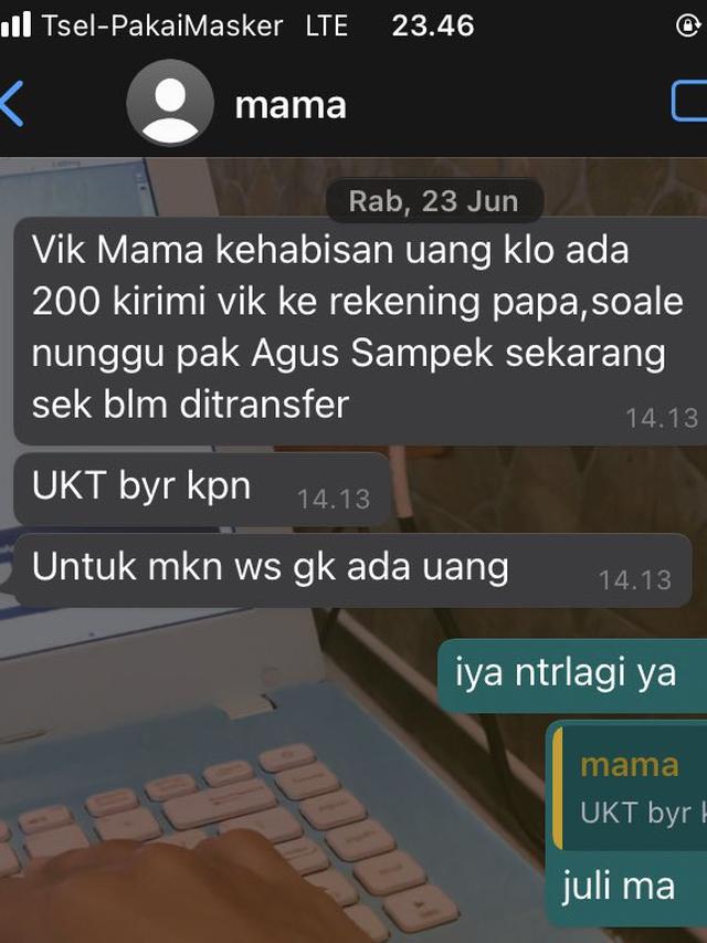 6 Chat Ibu dan Anak Perkara Uang Ini Bikin Haru. (Sumber: Twitter/9itmr)