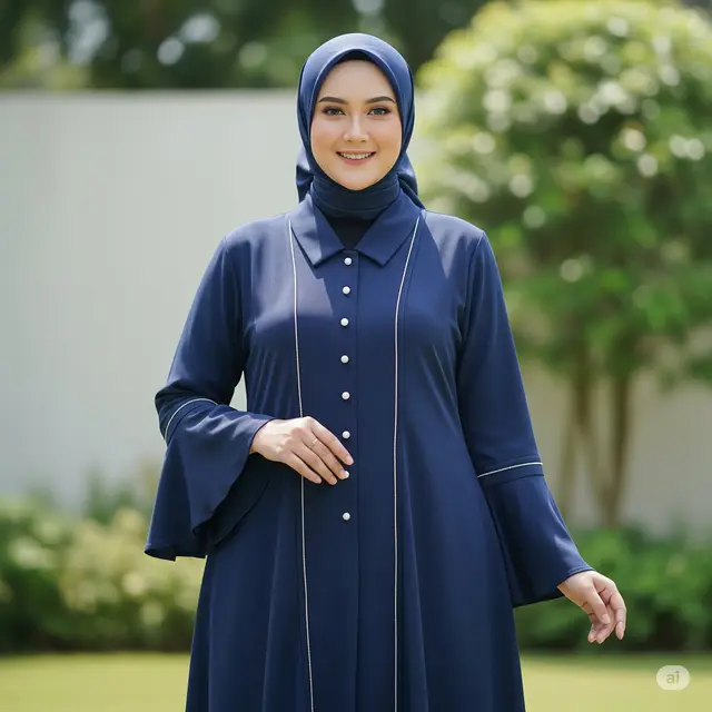 Gamis Lengan Lonceng + Kancing Vertikal