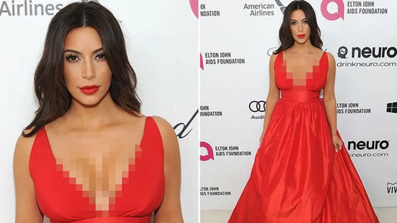 Kim Kardashian Hadiri Oscar 2014 Serba Merah
