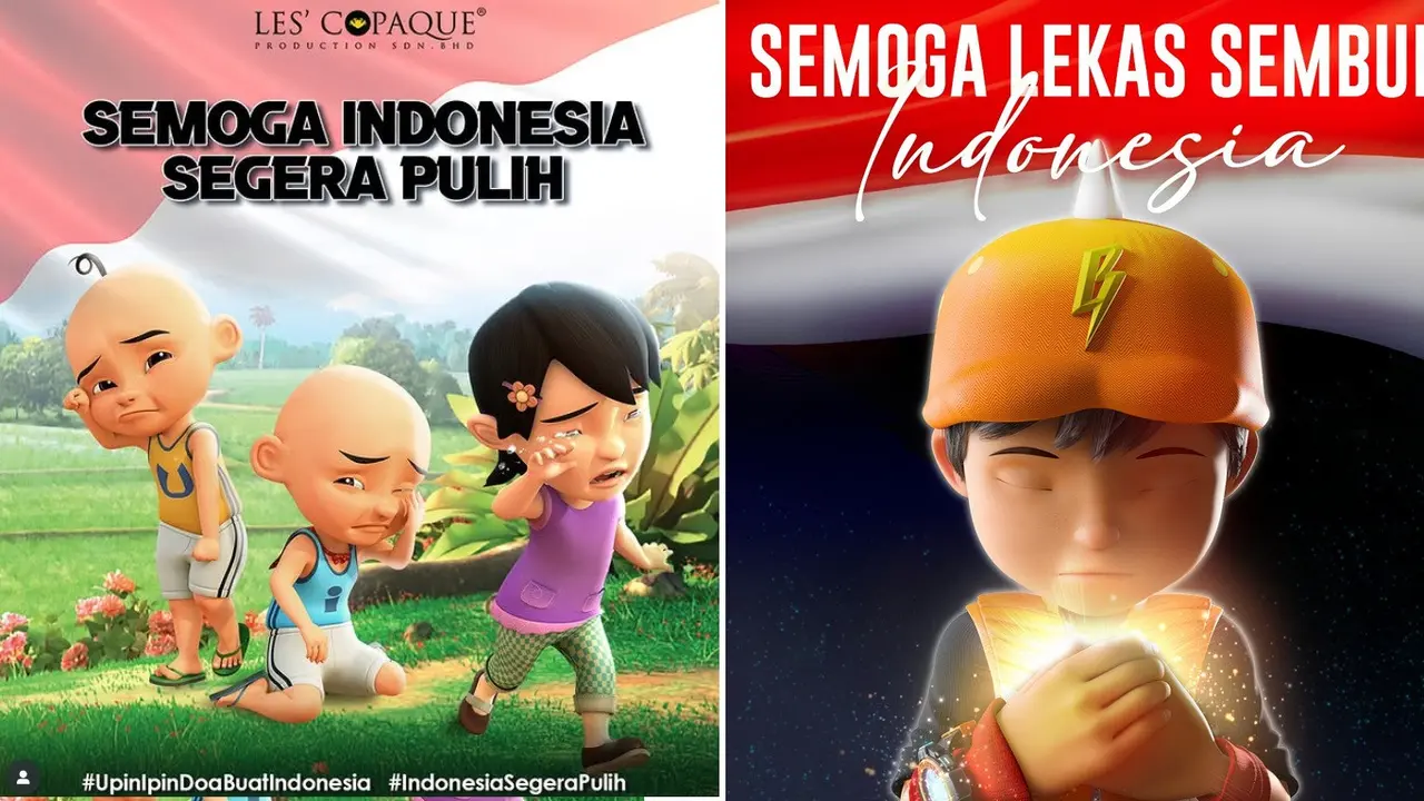 Upin Ipin dan BoBoiBoy doakan Indonesia. (Instagram/ boboiboy - upinipinofficial)