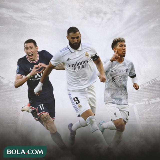 Ilustrasi - Angel Di Maria, Karim Benzema, Roberto Firmino