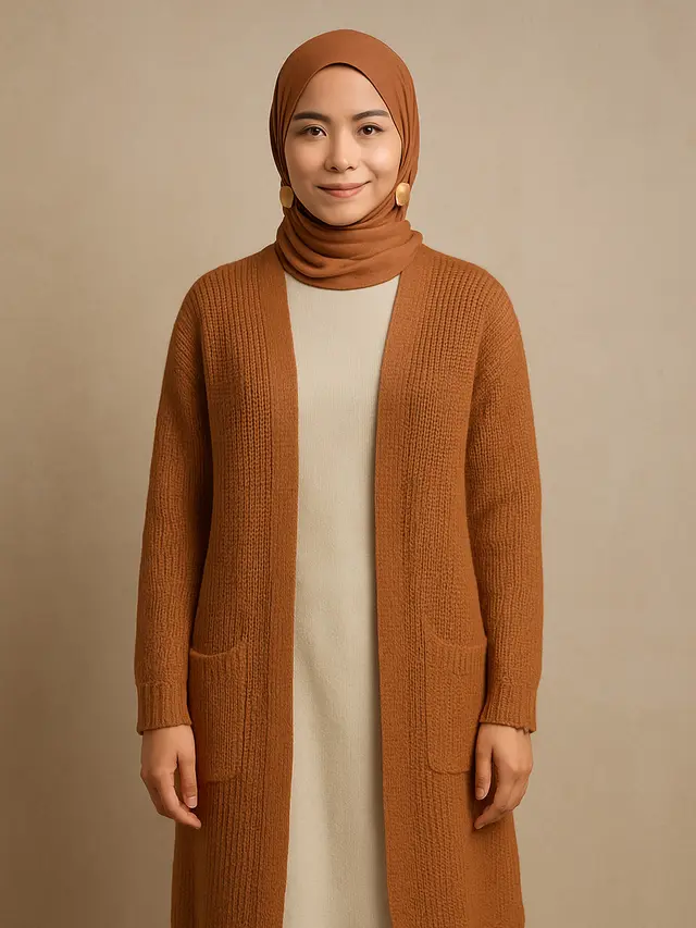Cardigan Rajut Panjang untuk Kondangan (Foto: ChatGPT)