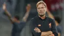 Ekspresi pelatih Liverpool, Jurgen Klopp usai laga timnya melawan Hoffenheim pada kualifikasi Liga Champions di Rhein-Neckar-Arena, Sinsheim, (15/8/2017). Liverpool menang 2-1.  (AP/Michael Probst)