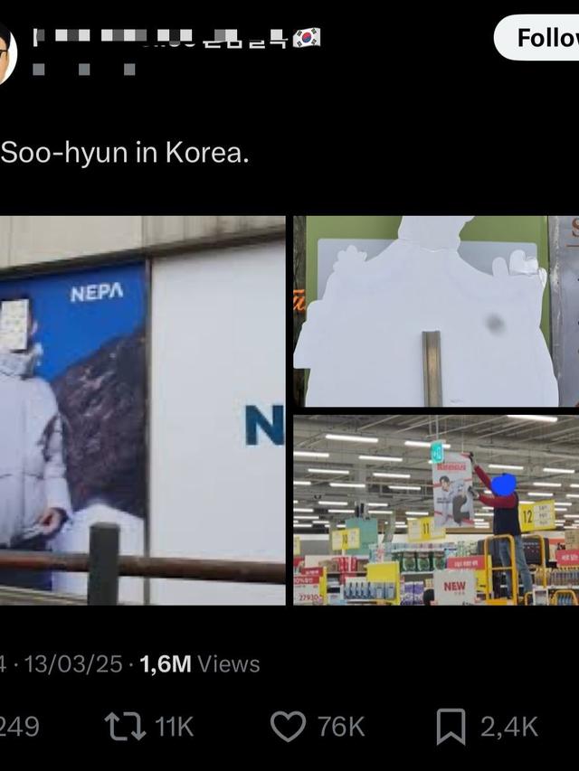 Kim Soo Hyun terancam bayar denda fantastis. (credit:x.com/corine9000)