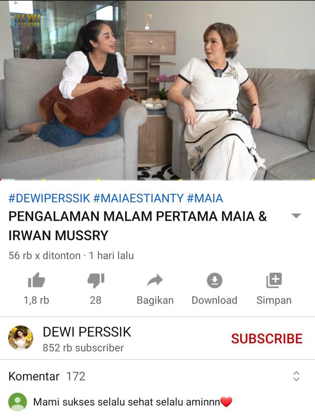 Unggahan Dewi Perssik. (Foto: YouTube Dewi Perssik)