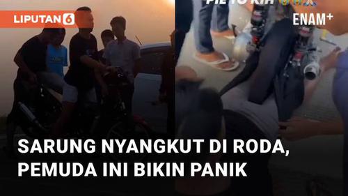 VIDEO: Sarung Nyangkut di Roda Belakang Motor, Pemuda Ini Bikin Panik Teman-Temannya