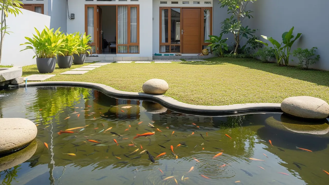 Desain Kolam Ikan Depan Rumah Minimalis