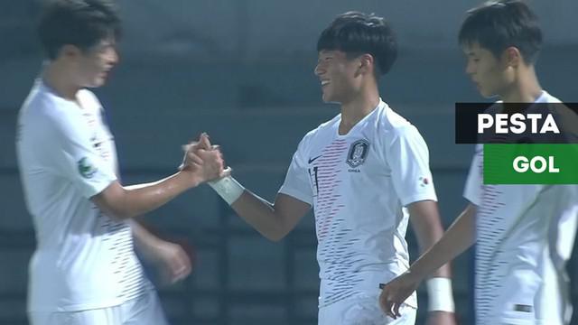 Berita video cuplikan pertandingan Korsel (Korea Selatan) saat menang 7-0 atas Afghanistan pada Grup D Piala AFC U-16 2018, Selasa (25/9/2018).